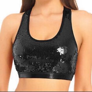 Balera Sport Bra Youth Girls Large Dance Wear Yoga Shiny Sequins Sparkly Top